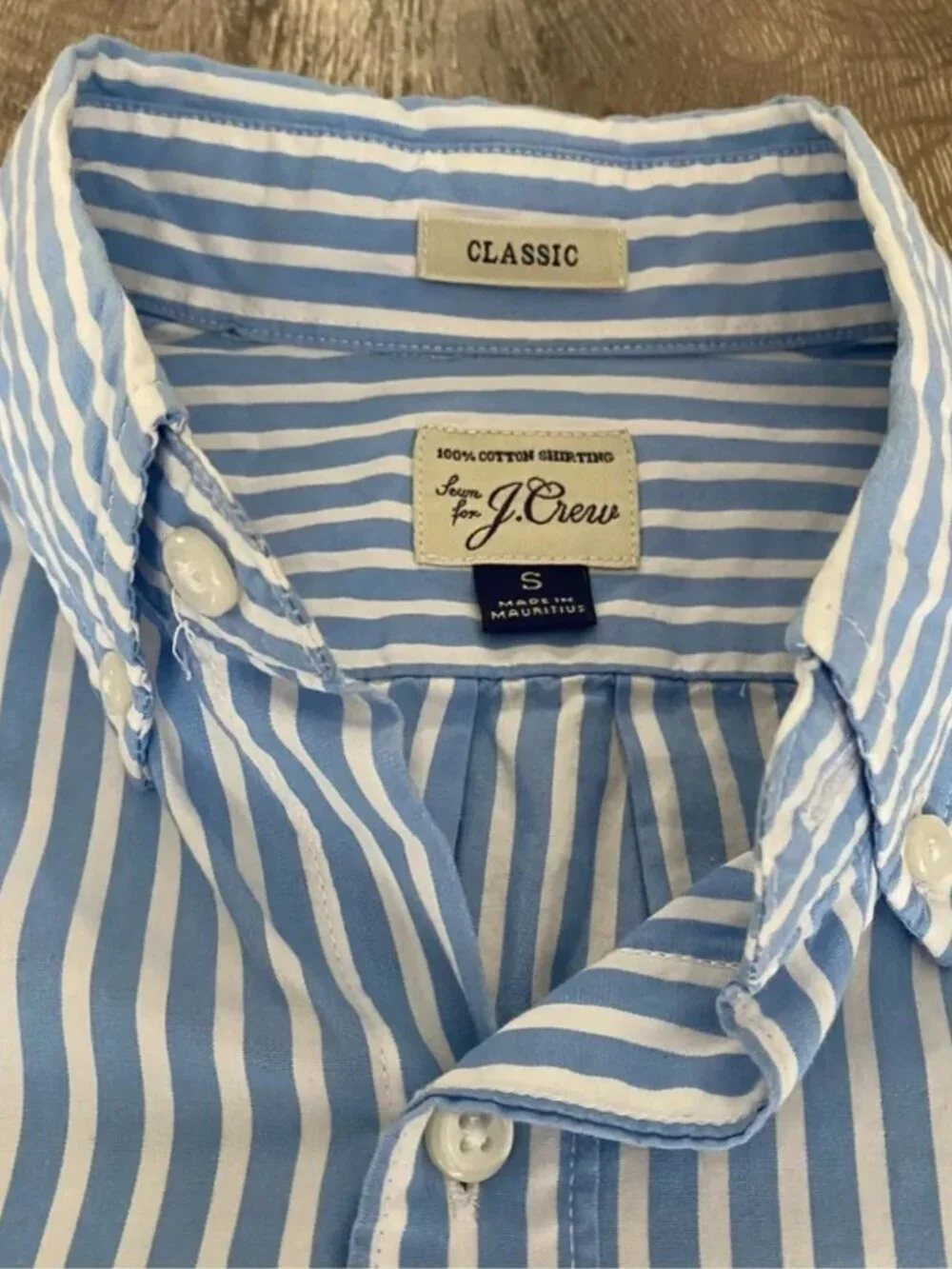 J. Crew Classic White & Blue Striped Button Down Shirt Men's Small
